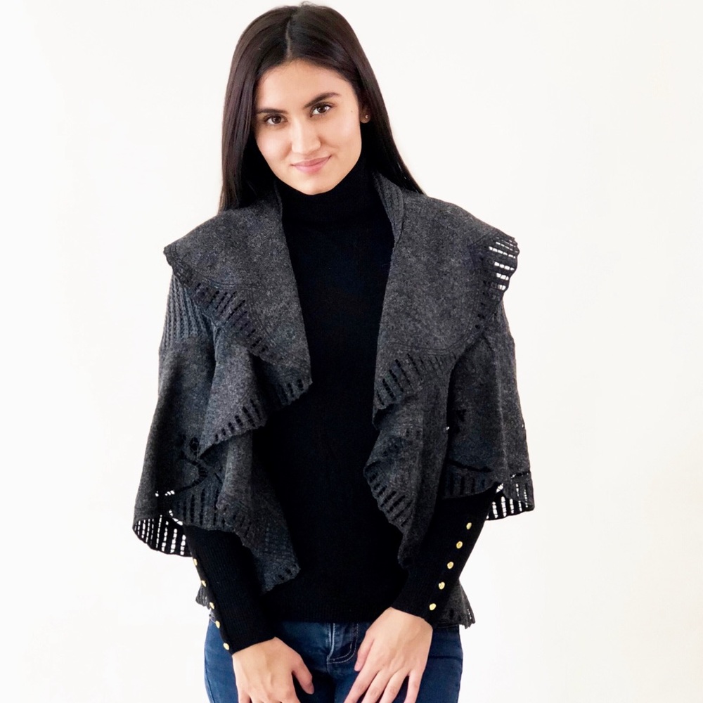 Black Cardigan Knit Sweater